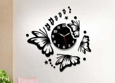 3D Butterfly Acrylic Wall Clock – Modern Home Decor