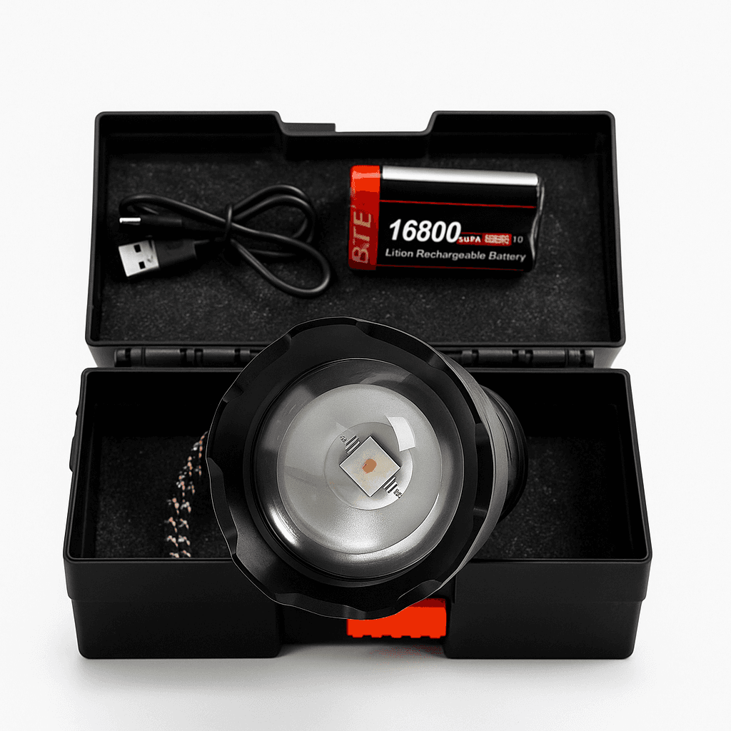 High-Power Rechargeable LED Flashlight Kit