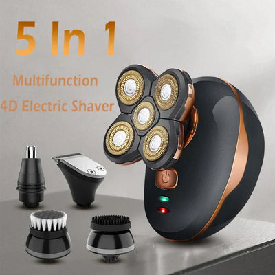 5-in-1 Electric Shaver – 4D Beard Trimmer & Hair Clipper